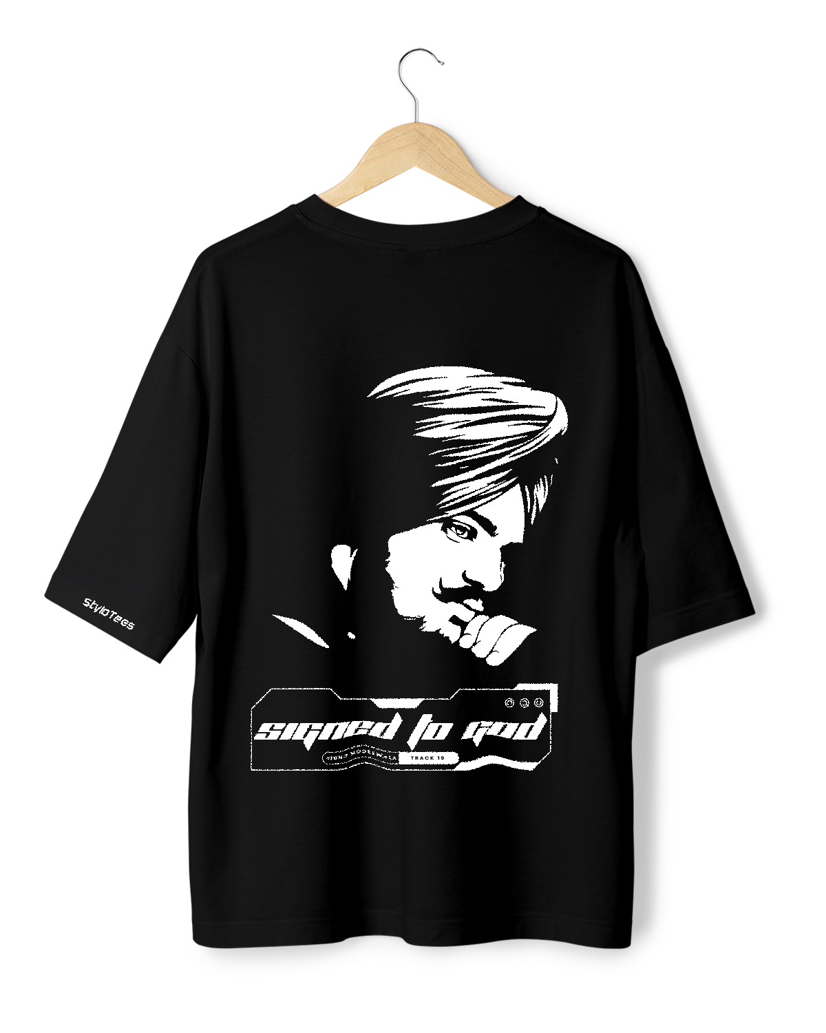 Signed to God Sidhu Moosewala Oversized Black Oversize T-Shirt