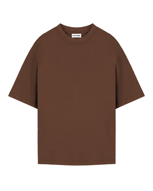 Coffee Brown Basic Oversize T-shirt
