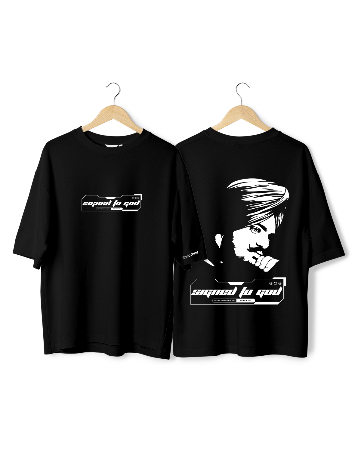 Signed to God Sidhu Moosewala Oversized Black Oversize T-Shirt